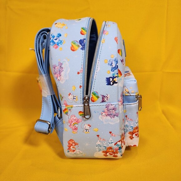 Loungefly Sanrio Hello Kitty & Friends x Care Bears AOP Blue Mini Backpack NEW